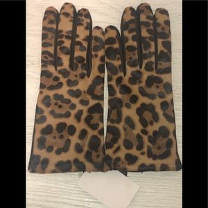 NWT Jcrew “Portolano for J Crew” calf hair gloves lined with cashmere size M.